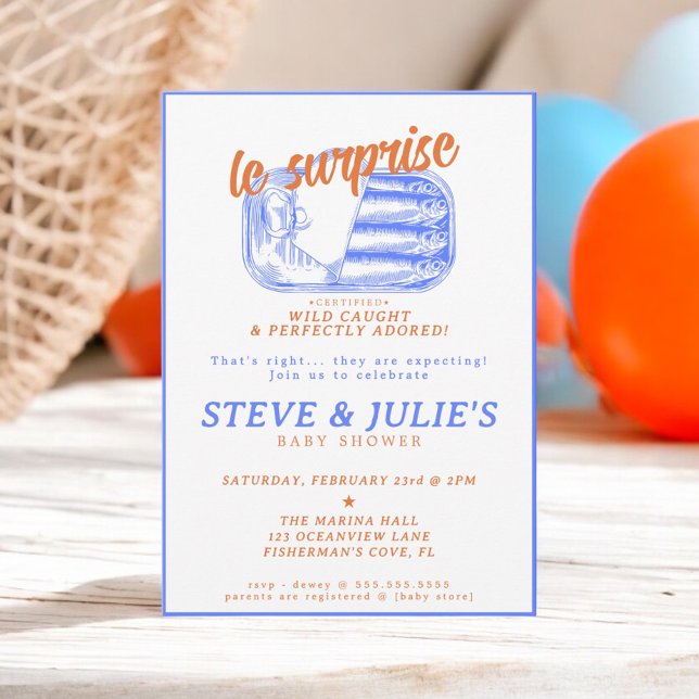 Invitation Sardines Françaises Modernes Baby shower De Poisso (Créateur téléchargé)
