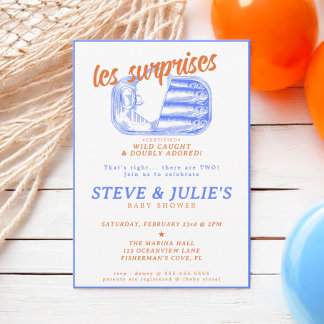 Invitation Sardines Poissons Tinned Twins Multiples Baby show