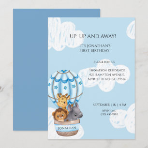 Invitation Sarfari Animal Hot Air Balloon Garçons Premier Ann