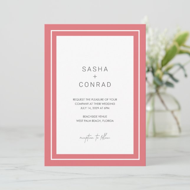 Invitation Sasha Coral Mariage moderne (Debout devant)