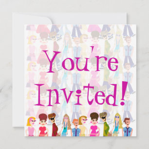 Invitation Sassy Sixties Enfants amusant Retro Illustration