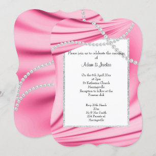 INVITATION SATIN ROSE, DIAMONDES & PEARLS ÉLÉGANT MARIAGE 2