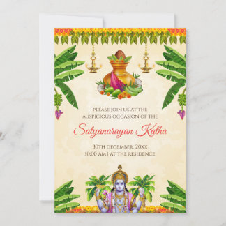Invitation Satyanarayan pour la cérémonie indienne