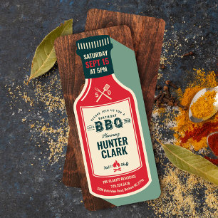 Invitation Sauce barbecue vintage rétro Bouteille Anniversair