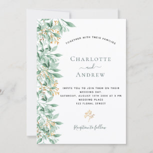 Invitation Sauge botanique vert mariage or vert