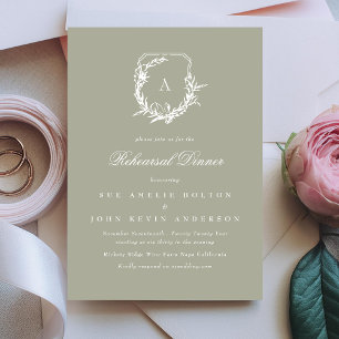 Invitation sauge classique monogramme crête de répétition