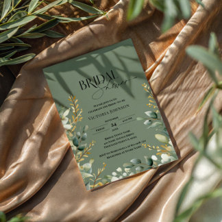 Invitation Sauge Verte Eucalyptus Aquarelle Baby Shower de Ma