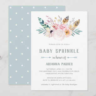 Invitation Saupoudrage de bébé boho rustique