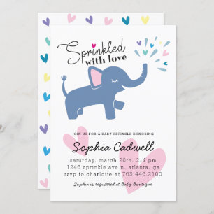Invitation Saupoudrage de bébé éléphant