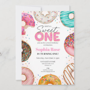 Invitation Saupoudré de beignets sucré un 1er anniversaire fê