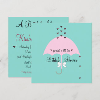Invitation Saupoudrer Amour Turquoise Bleu & Rose