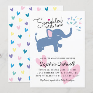 Invitation Saupoudrer bébé éléphant