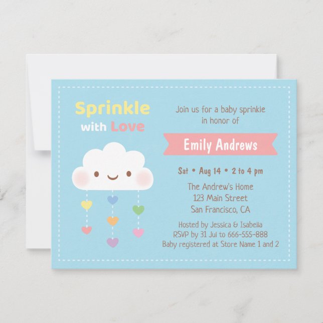 Invitation Saupoudrer d'amour, de nuage et de Baby shower de  (Devant)