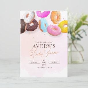 Invitation Saupoudrer les beignets Baby shower rose Baby show