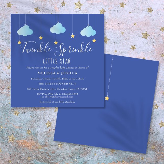 Invitation Saupoudrer les jumelles de la petite étoile (Twinkle Sprinkle Little Star Couples Baby Sprinkle Invitation)