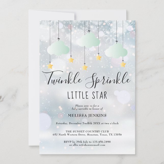 Invitation Saupoudrer l'hiver en un seul Baby shower (Devant)
