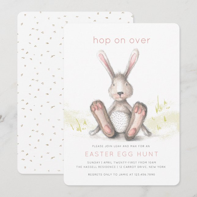 Invitation Sauter sur le Brunch de Pâques Chasse aux Oeufs In (Devant / Derrière)