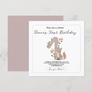 Invitation sauvage, 1ère fête d'anniversaire, animaux des boi