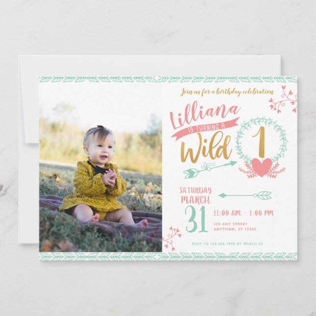 Invitation sauvage d'anniversaire de photo tribale (Devant)