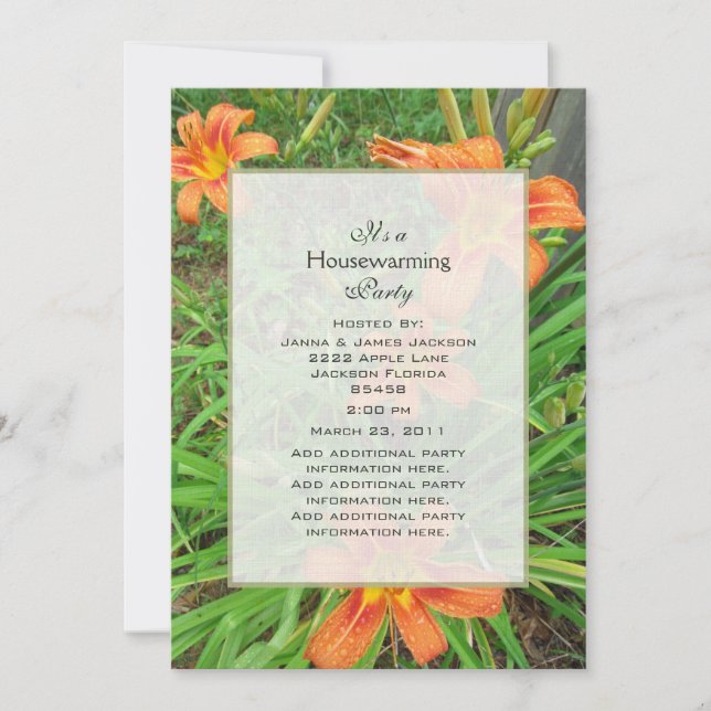 Invitation sauvage de partie de Daylily (Devant)