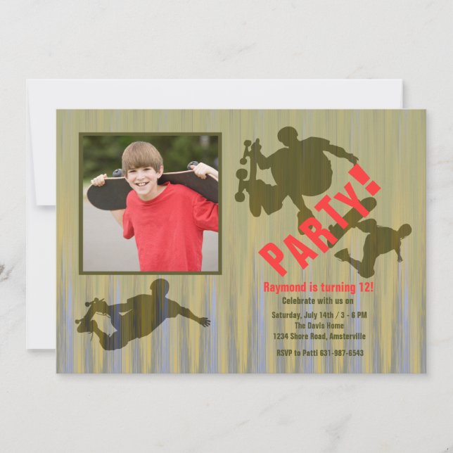 Invitation sauvage de planche à roulettes de photo (Devant)