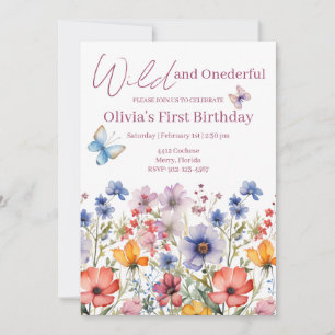 Invitation Sauvage et Merveilleux 1er Anniversaire Fille