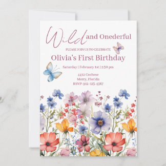 Invitation Sauvage et Merveilleux 1er Anniversaire Fille