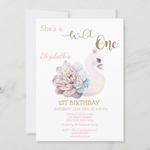 Invitation Sauvage, Flèches, Cygne Fleur Premier Anniversaire