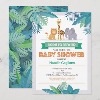Invitation sauvage née de baby shower de safari de