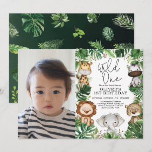 Invitation Sauvage Tropical Un Safari Animaux 1er anniversair
