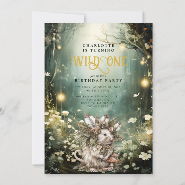 Invitation Sauvage Une Souris de Forêt Enchantée 1er annivers (Devant)