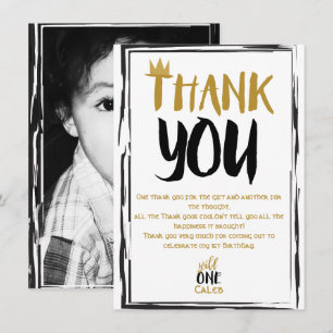 Invitation Sauvageon Or Noir Photo 1 1er Anniversaire Merci