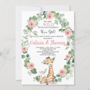 Invitation Sauvé avec excitation Giraffe baby shower invitati