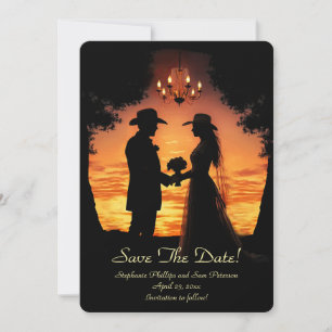 Invitation Sauvegarder la date Country Western Cowboy Cowgirl