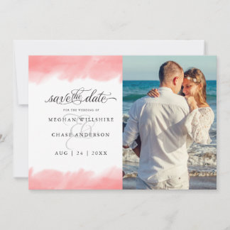 Invitation Sauvegarder la date  | Coup de pinceau aquarelle r