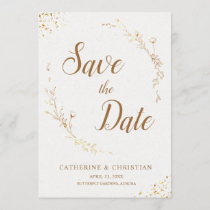 Invitation Sauvegarder la Date Fleurs de Contour Doré
