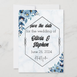 Invitation Sauvegarder la date - Mariage/roses bleues 