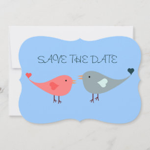Invitation Sauvegarder la date Oiseaux amoureux branchés et c