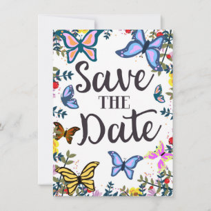 Invitation Sauvegarder la Date Papillons Vintage.