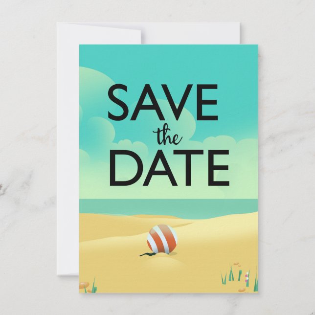 Invitation Sauvegarder la date Vintage Beach (Dos)