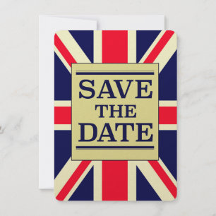 Invitation Sauvegarder la date Vintage Union jack