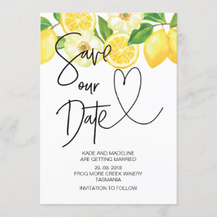Invitation Sauvegarder Notre Date Été Mariage Citron