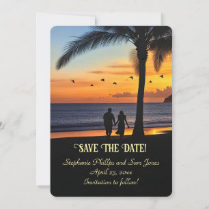 Invitation Sauver la Date Couple de Plage Tropicale