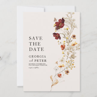 Invitation Sauver la Date Fleur Sauvage Rustique