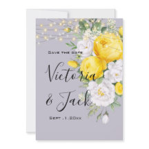sauver la date Lumières rustiques Floral jaune