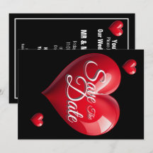 Sauver la date mariage rouge 3 coeurs