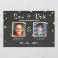 Sauver la date Mariage Rustique Ardoise Or Noir