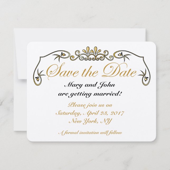 Invitation Sauver la date or (Devant)