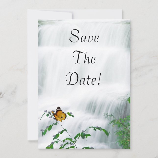 Invitation Sauver la date Papillon et Cascade Mariage (Devant)