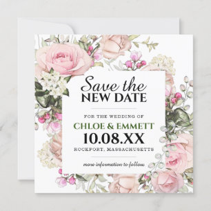 Invitation Sauver la Nouvelle Date Annonce de Mariage Florale